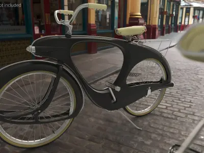  Vintage Futuristic Bike with Streamlined Frame Black Rigged 