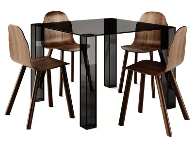 Adularia Glass Table and Boby Chair 3D model