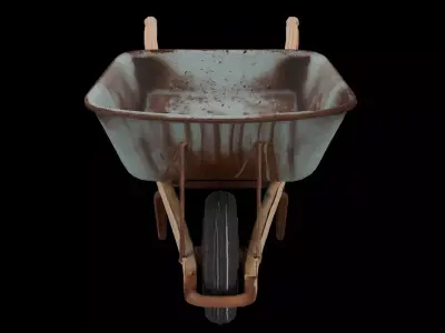 Rusty Wheelbarrow 3D Model Low-poly 3D model