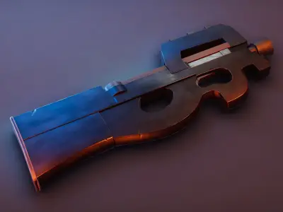 Stylized P90 Low-poly 3D model