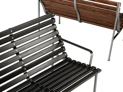 Traverse Garden Bench with armrests with back by Hay 3D model purchase