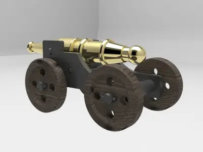 Cannon on wheels 3D model