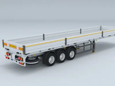 Flatbed Trailer For Semi Truck Low-poly model -3D Printer Models 3D model