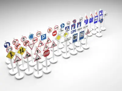 Lego Toy Road Signs Set 3D model