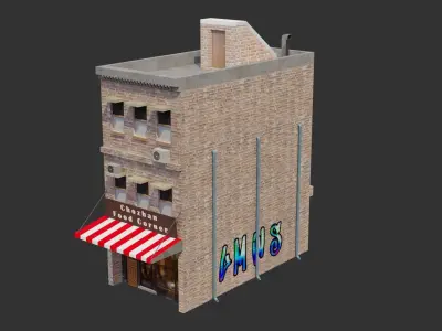 Commercial Building - Low Poly - Game Ready - PBR Low-poly 3D model