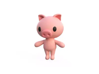 Little animal cute - Pig cute - Character011 Low-poly 3D model