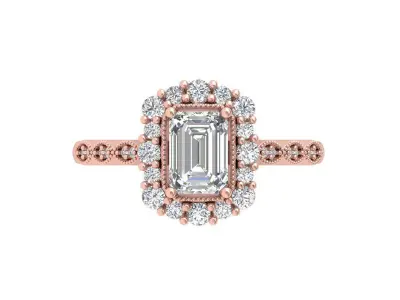 Emerald Solitaire Art Deco Ring 3D print model 4