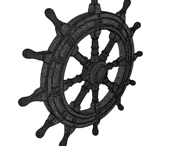Vintage Wooden Ship Wheel 3D model
