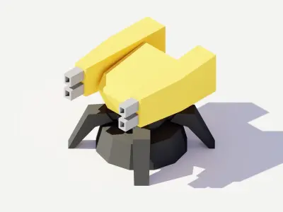 Low Poly Turret Weapons Low-poly 3D model
