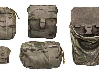 ADA MILITARY POUCHES BUNDLE 01 Low-poly 3D model