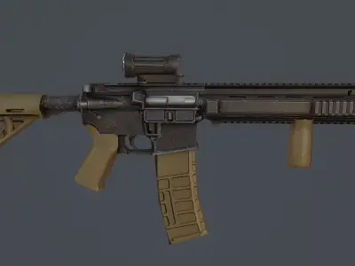 Assault Rifle l119a2 Low-poly 3D model