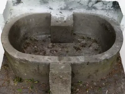 Old Historic Stone Fountain Basin - Scan Low-poly 3D model