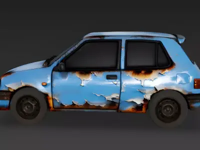 Burnt Blue Hatchback 3D Model Low-poly 3D model