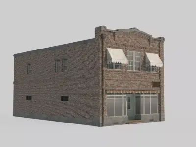 20th century architecture storefronts residences 3D model