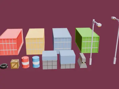 Low Poly Industrial Props Asset Pack Low-poly 3D model