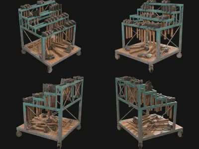 Ironwork Tools Rack Set 1 3D Model Pack