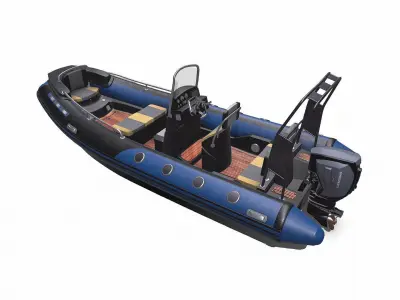 Rigid-Hulled Inflatable Boat PBR Low-poly 3D model