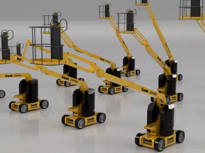Construction Boom Lift 3D Model Pack - 12 Positions 3D model