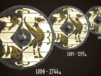 Viking Shield 20 Low-poly 3D model