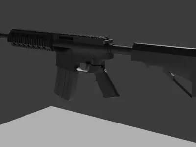 M4 rifle - lowpoly gameready rigged Low-poly 3D model