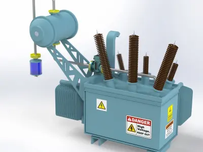 Electrical Transformer with Assembly 3D model
