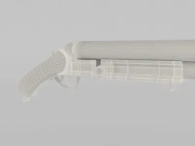 Triple Barrel Shotgun Low-poly 3D model