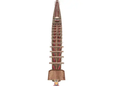 Chinese traditional wooden dragon boat 3D model