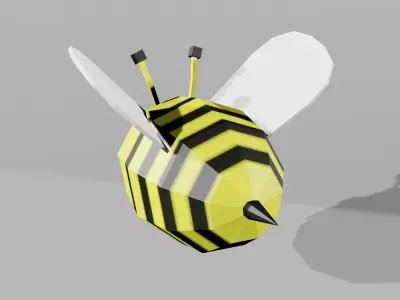 Happy Bee Low-poly 3D model