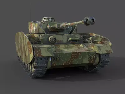 Panzer IV H medium tank Low-poly 3D model