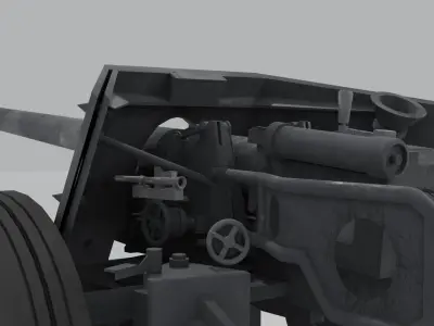 Pak 40 German anti tank gun WW2 Recoil Animation Free 3D model