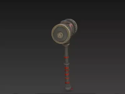 Fantasy War Hammer 3D Model - Ornamental Medieval Weapon Asset 3D model