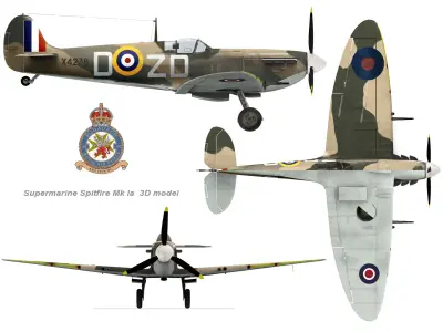 Supermarine Spitfire Mk I Low-poly 3D model