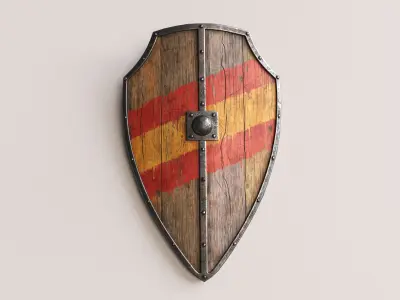 Medieval Shield and Mace Low-poly 3D model