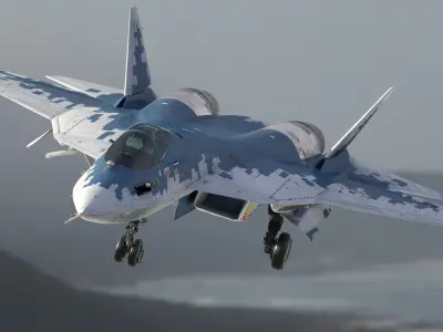 SU-57 Stealth Jet Fighter Pixel Camouflage 3D model