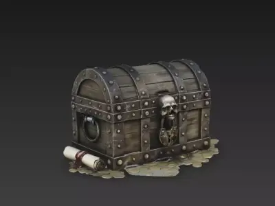Cursed Pirate Treasure Chest Stylized PBR Fantasy Asset 3D model