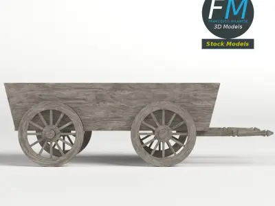 Wooden wagon 3D model purchase