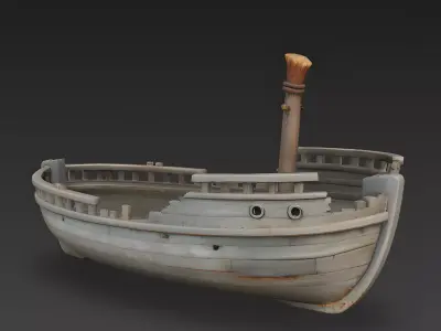Stylized Shipwreck Hull Section 3D Model 3D Model Low-poly 3D model
