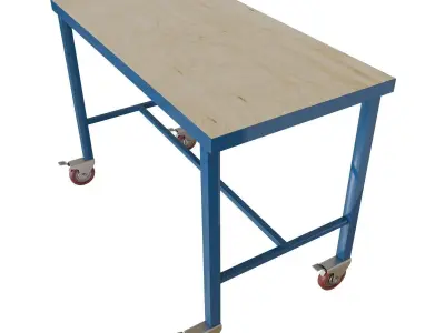 Novo metal Industrial work table high with wheels 3D model
