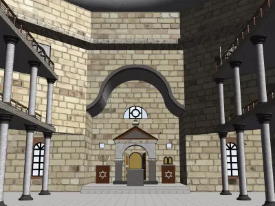 Temple Synagogue Reconstruction Low-poly 3D model