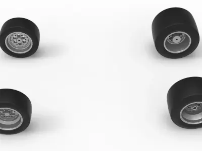 Wheel Set of Pavement Silver Crown Car Version 2 Scale 1 to 25 3D print model