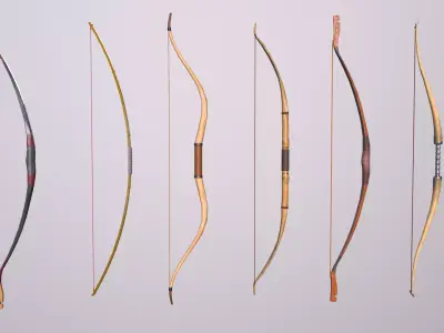 Arrows group of bows and Low-poly 3D model