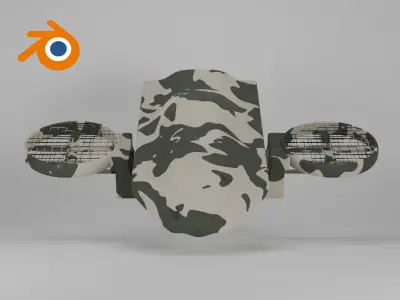 Military drone with propellers painted in camouflage 3D model