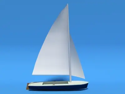 Low Poly Cartoon Flying Scot Dinghy Sailboat Low-poly 3D model