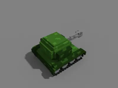 3D voxel tank Low-poly 3D model