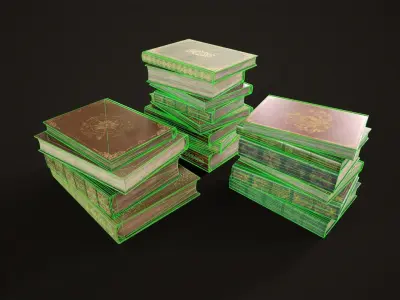 Set Vintage Books Low-poly 3D model