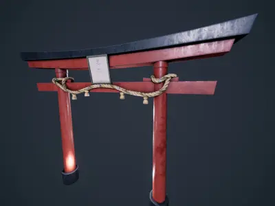 Japanese Gate Red Torii Low poly VR AR Low-poly 3D model