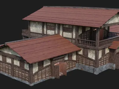 Medieval House Building 4K Textures GameReady 159 Low-poly 3D model