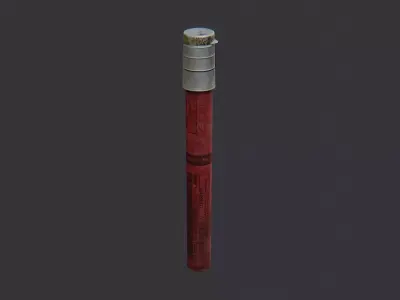 Flare Stick Signal Device Red Body White Cap Low-poly 3D model