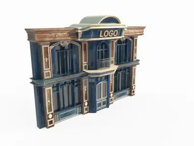 Classical shop facade with architectural structure 3D model
