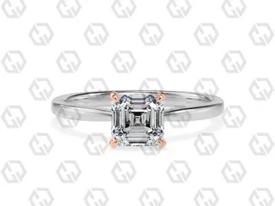 Ring 151 Asscher shape with hidden signature diamond both side 3D print model